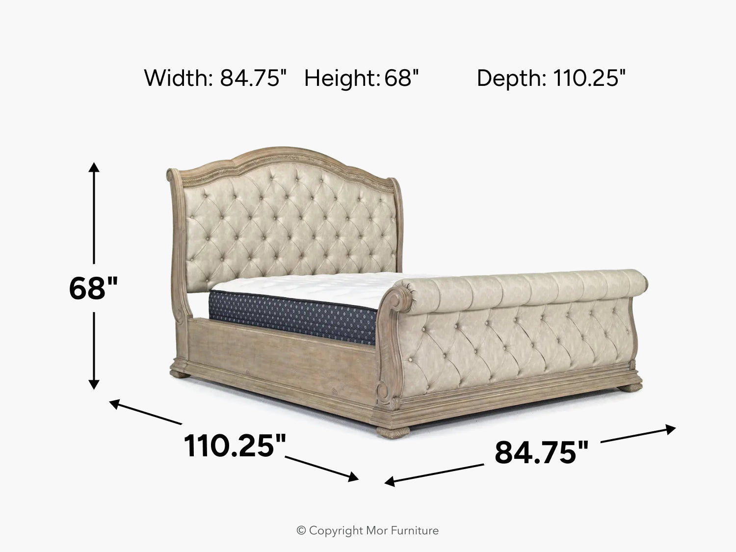 537075284:Durango Upholstered Sleigh Bed, 