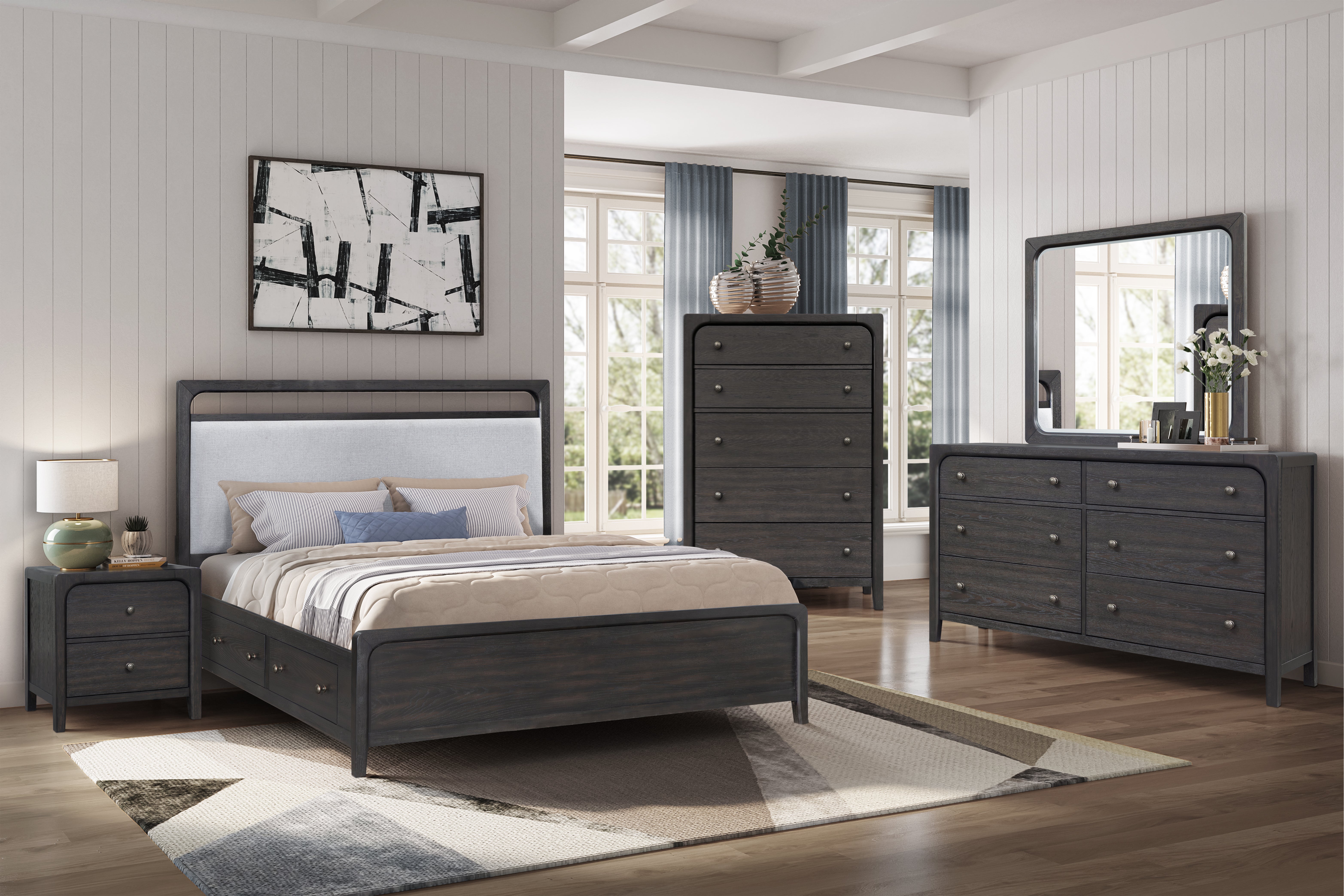 EASTON124:Easton Storage Bed & Dresser &, Styled