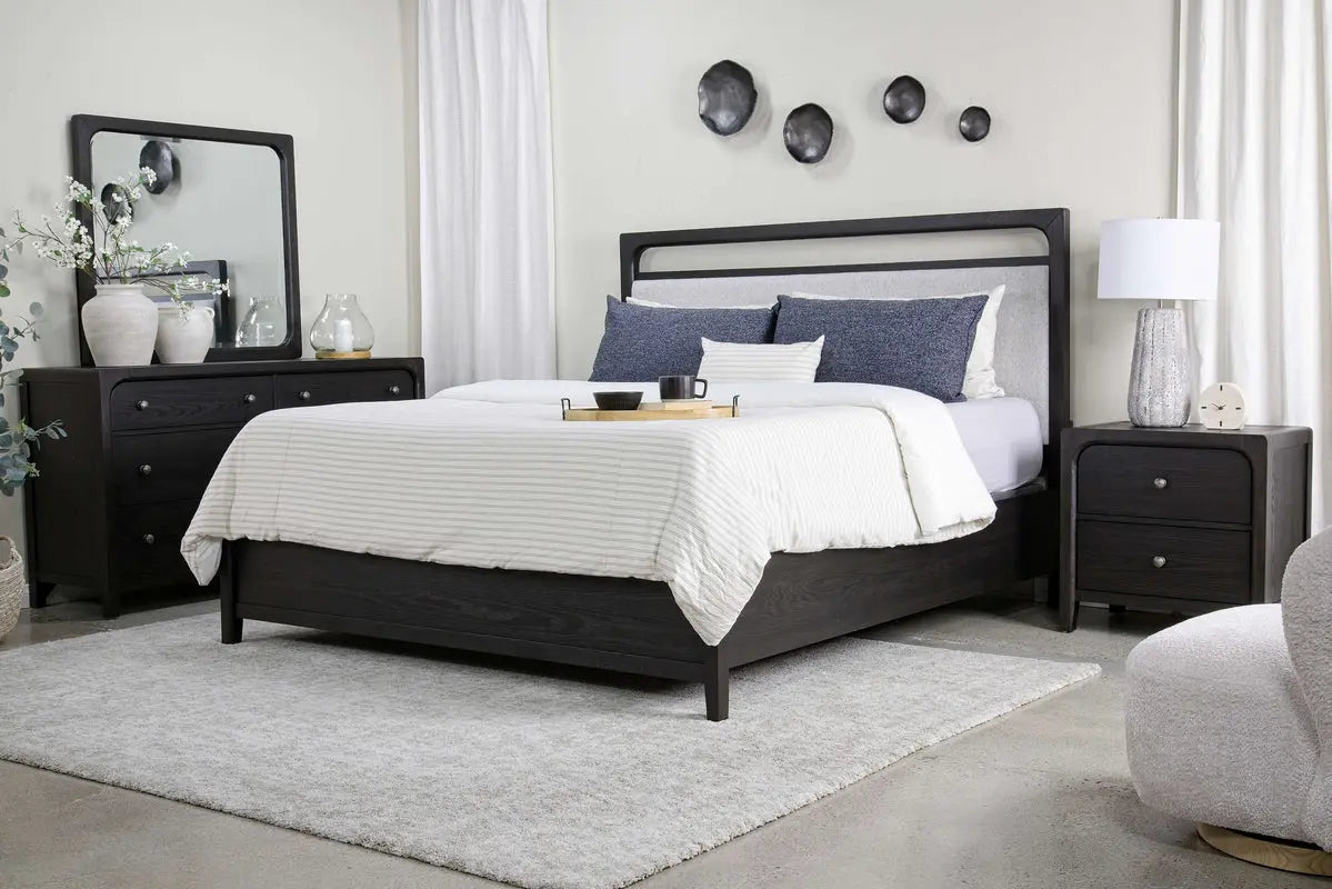 EASTON107:Easton Upholstered Bed, Styled