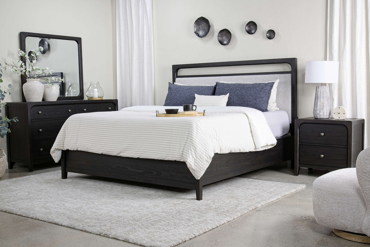 EASTON107:Easton Upholstered Bed, Styled