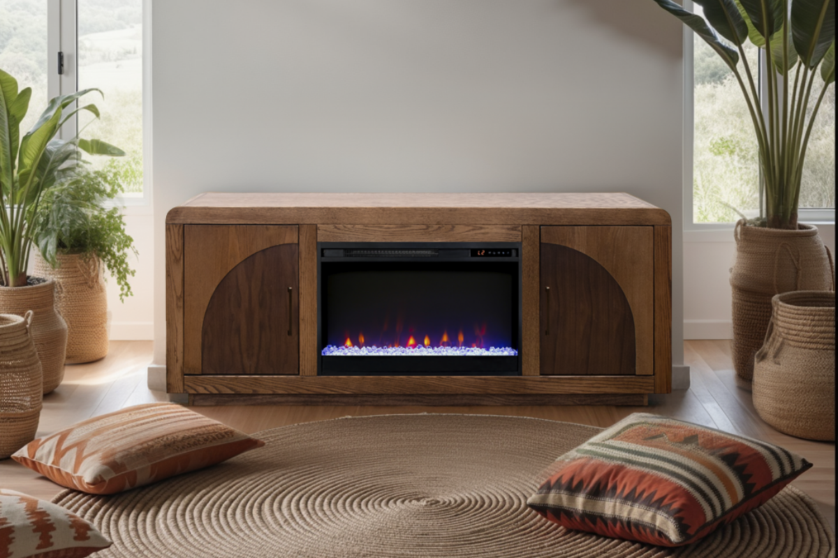 631854904:Eclipse Fireplace Console, Styled