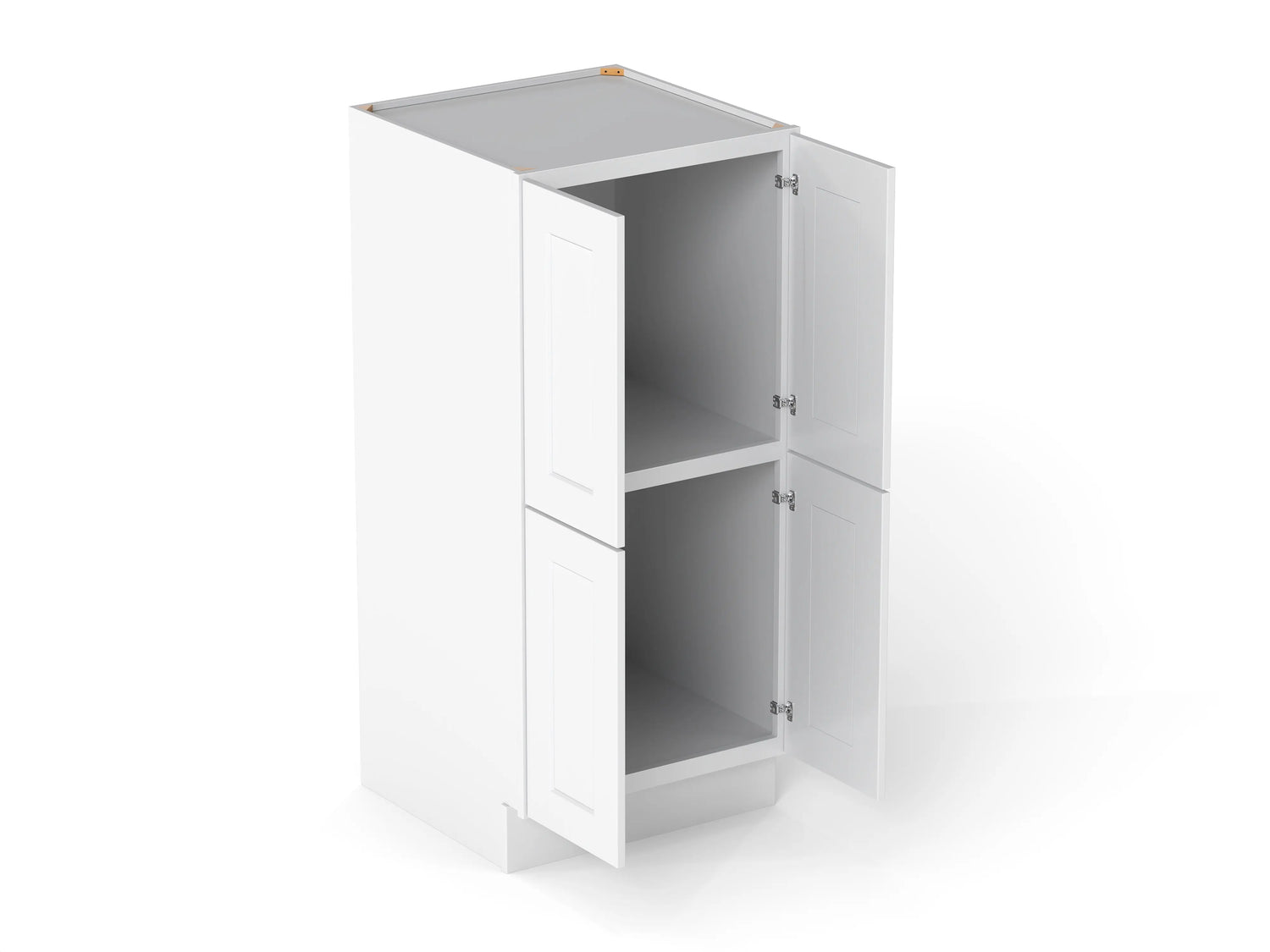 016015339:Elegant 4-Door Pantry Cabinet, AngledOpen