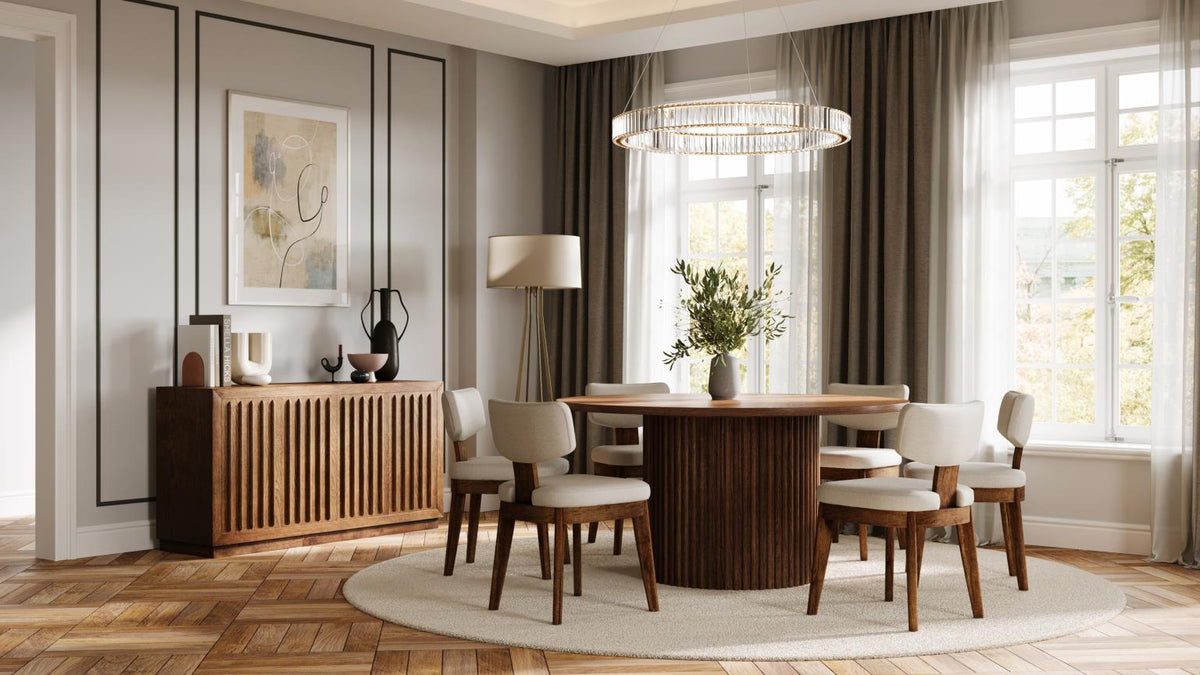 ELLINGT65:Ellington Round Dining Table & 4 Chairs, Styled