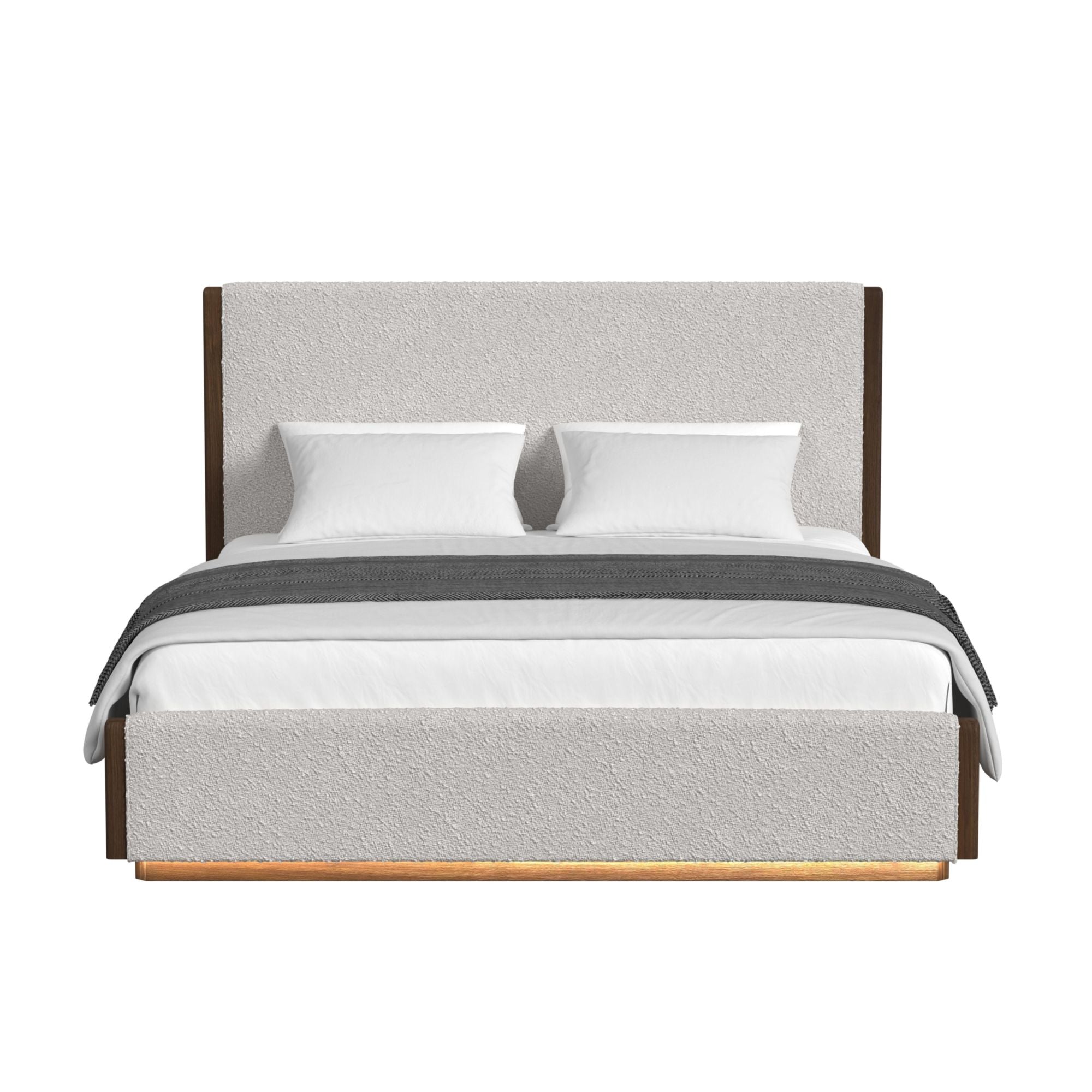 ELM000009:Elm Upholstered Bed With Light, Front