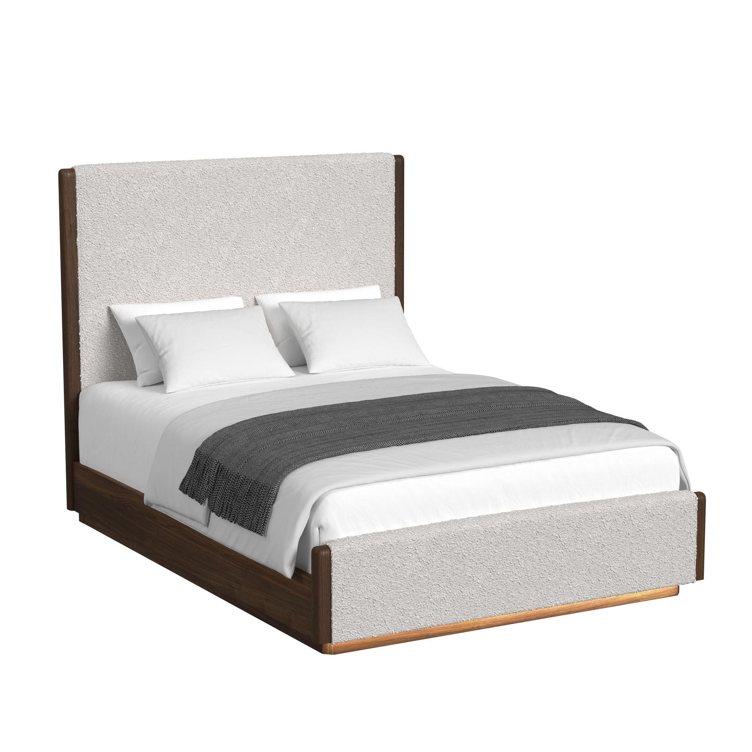 ELM000000:Elm Upholstered Panel Bed With, AngledAngle