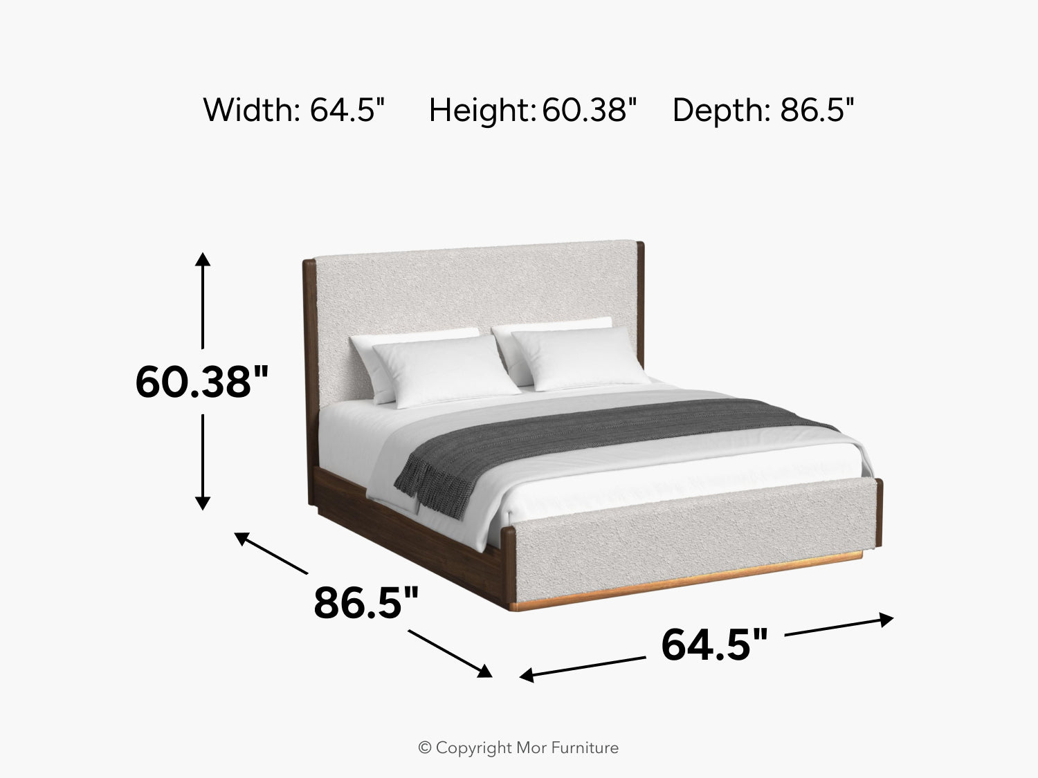 ELM000007:Elm Upholstered Panel Bed, 