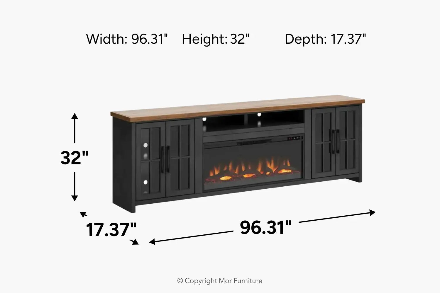 Eloise Black Farmhouse Fireplace Console, Tv Stand | Mor Furniture