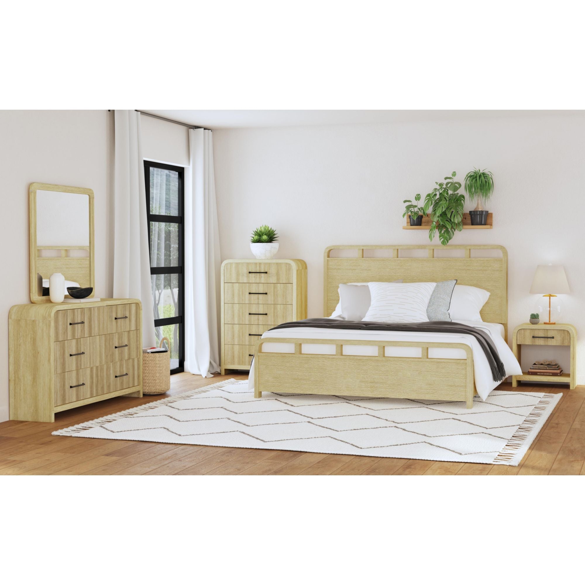 EMBER0105:Emberly Panel Bed, Styled