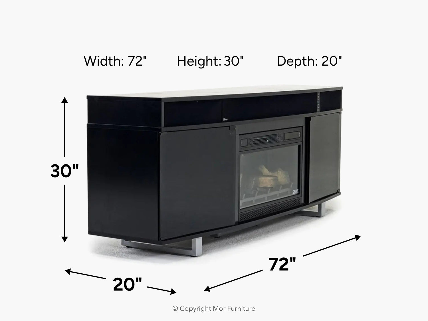 【美品・ディスプレイ付】MUSIC BIRD SPACE DiVA Enterprise Black 72 Inch Fireplace Console, Tv Stand | Mor Furniture