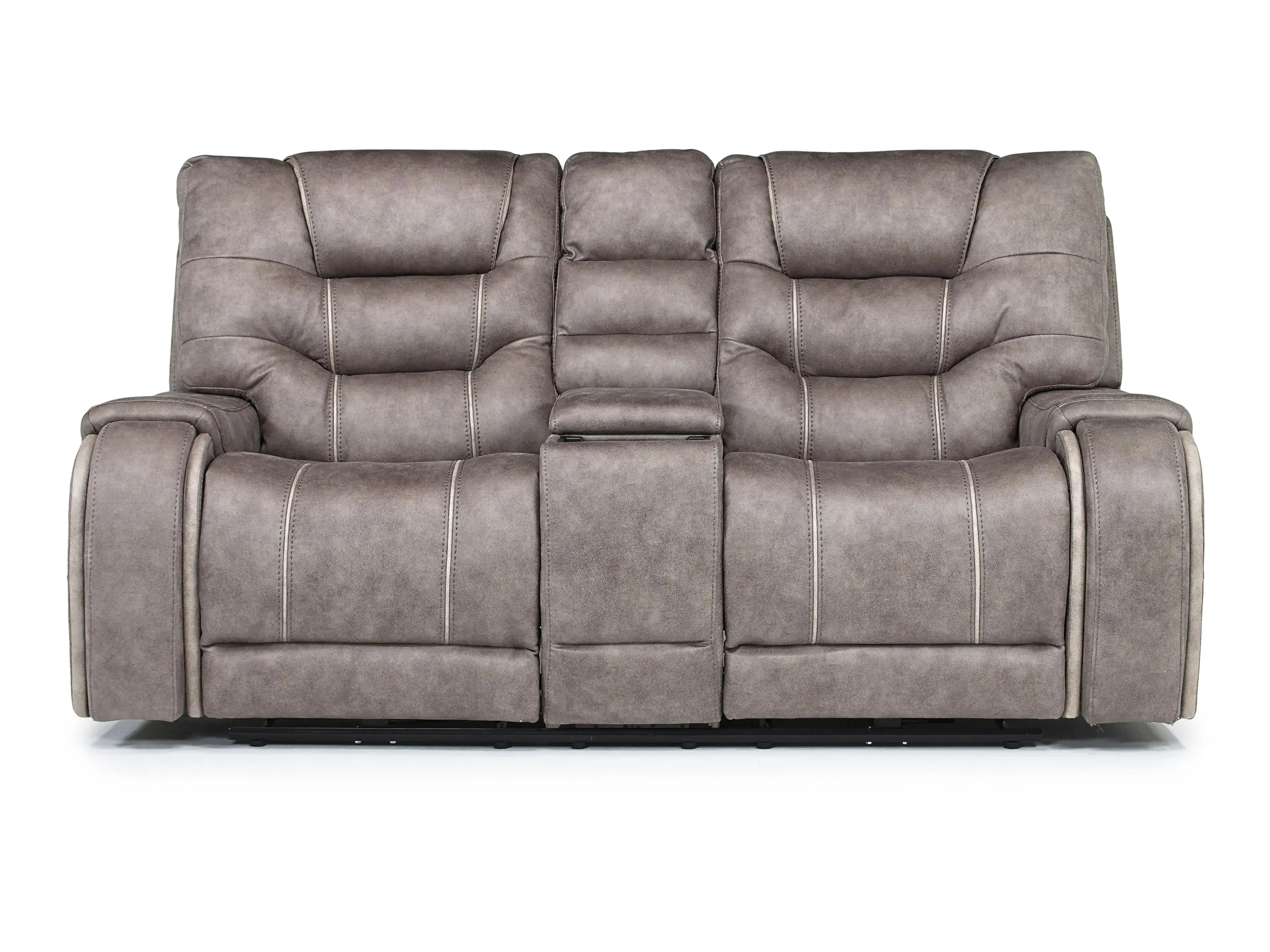 613334535:Estilo 2 Power Console Loveseat in Gray, Image 3