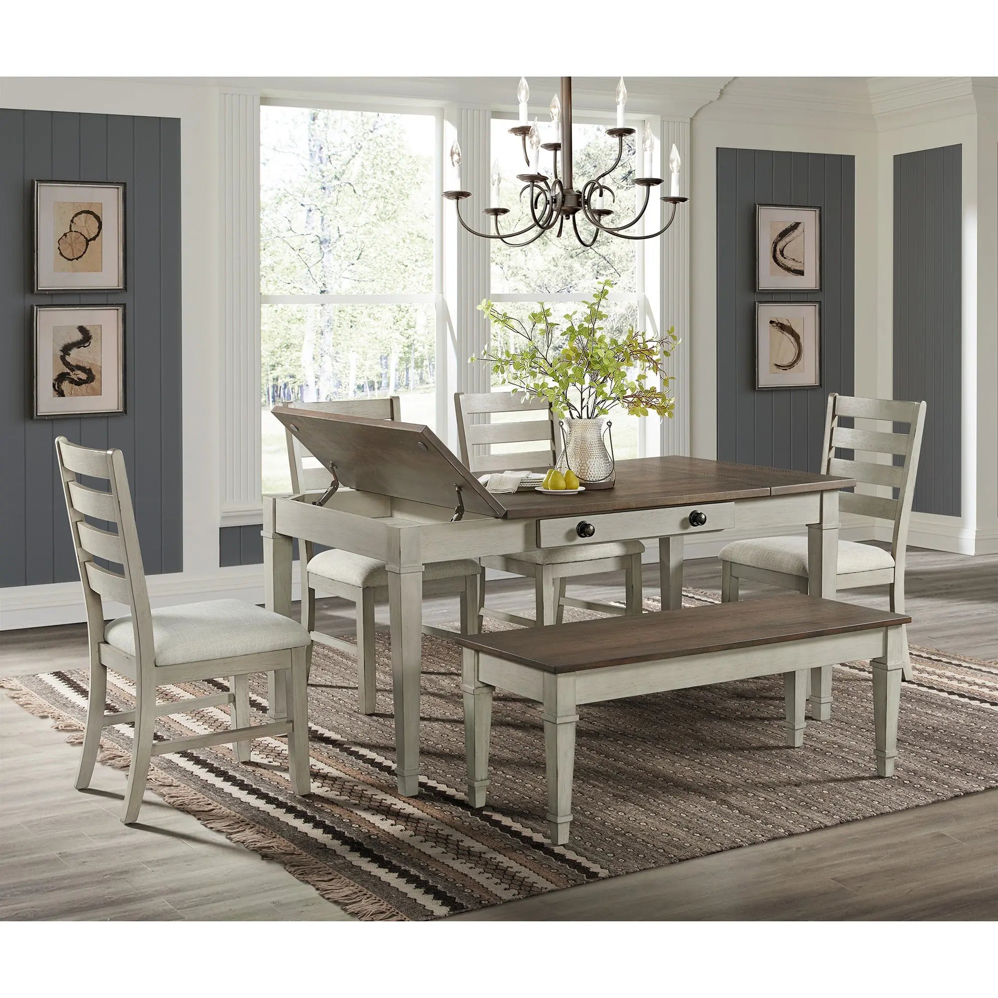 FARMING00:Farmington Dining Table & 4 Ch, SideOpen