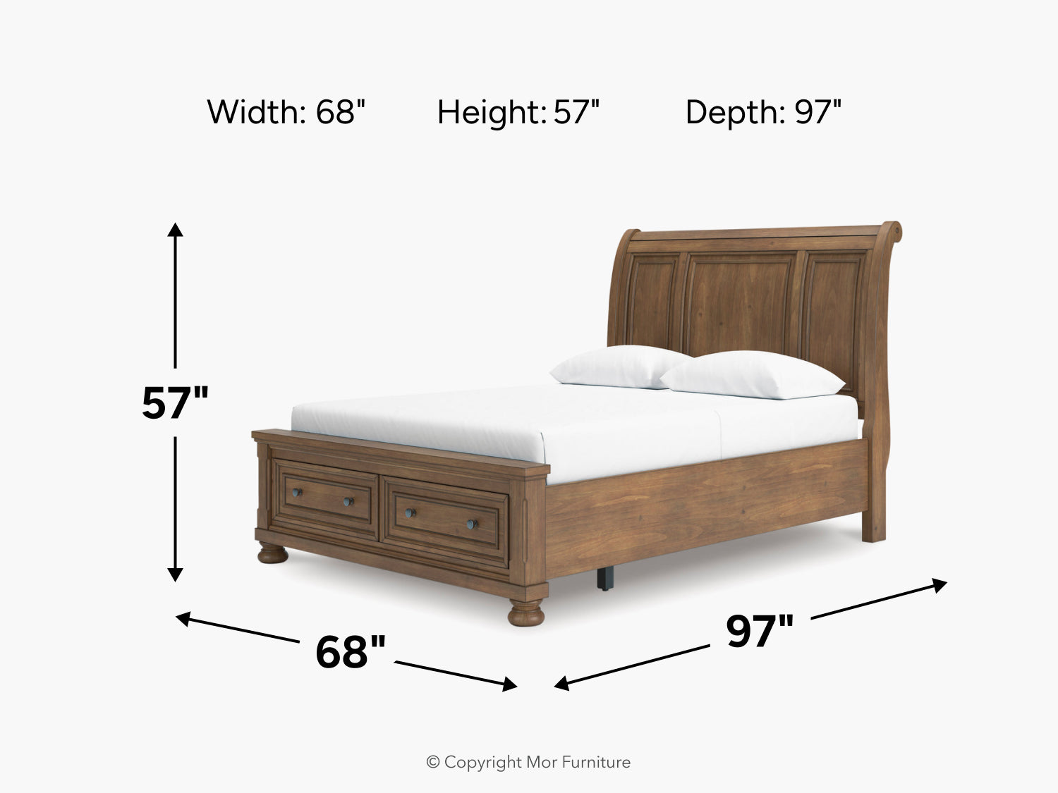 FEDDIN046:Feddinger Sleigh Bed With Storage, 