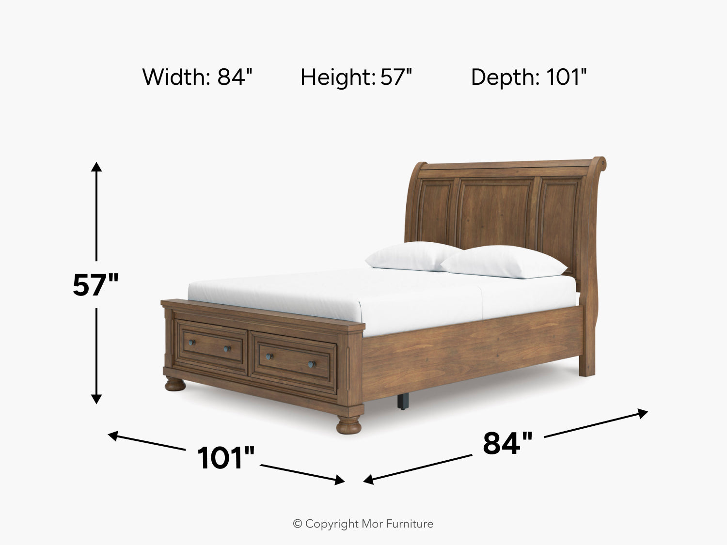 FEDDIN049:Feddinger Sleigh Bed With Storage, 
