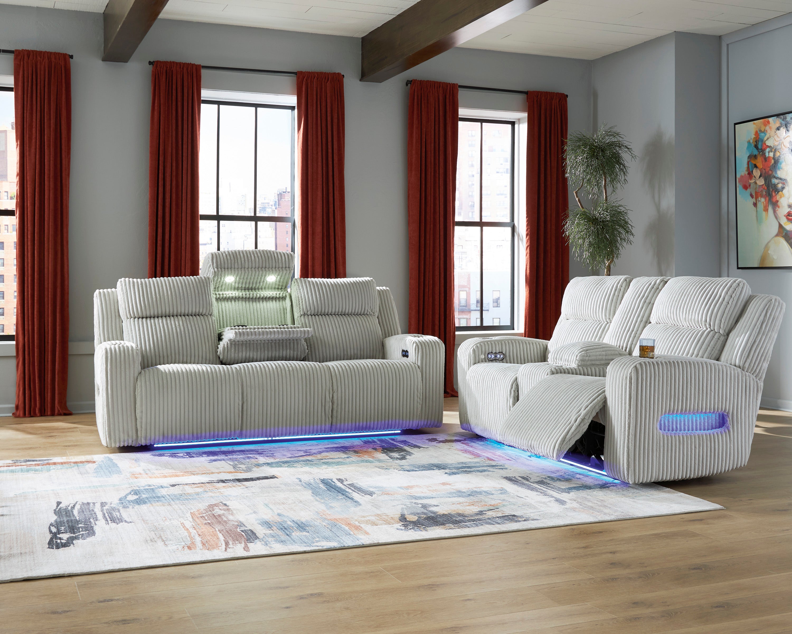 FOREST003:Forest Lake 2 Power Sofa & Con, StyledOpen