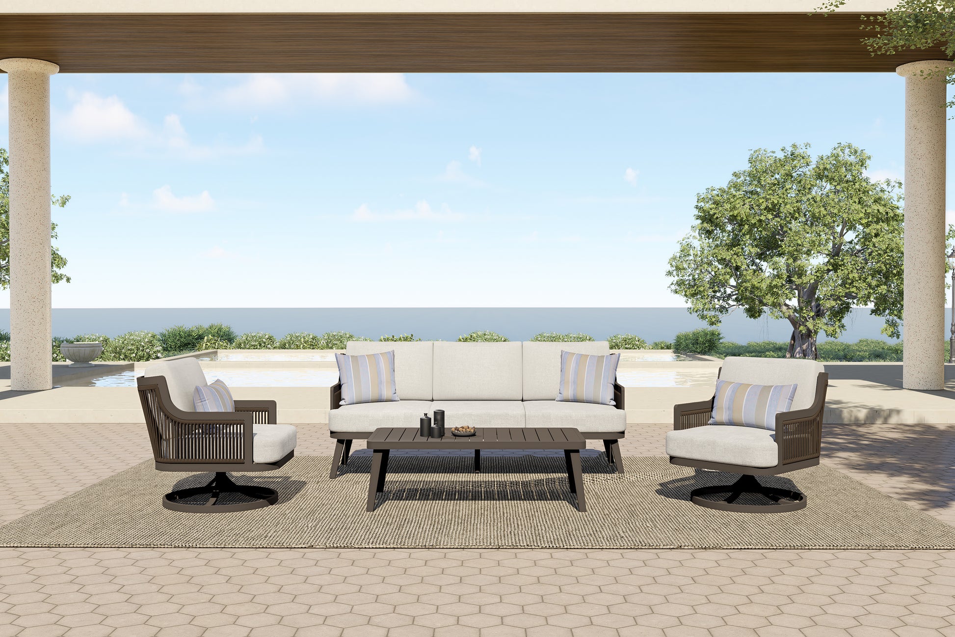 548843450:Genova Outdoor Cocktail Table, Styled