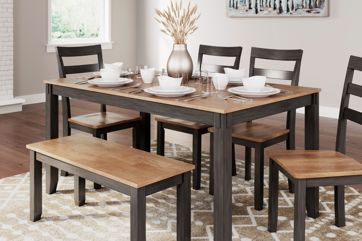 230965705:Gesthaven Dining Table & 4 Chairs & Bench, Styled