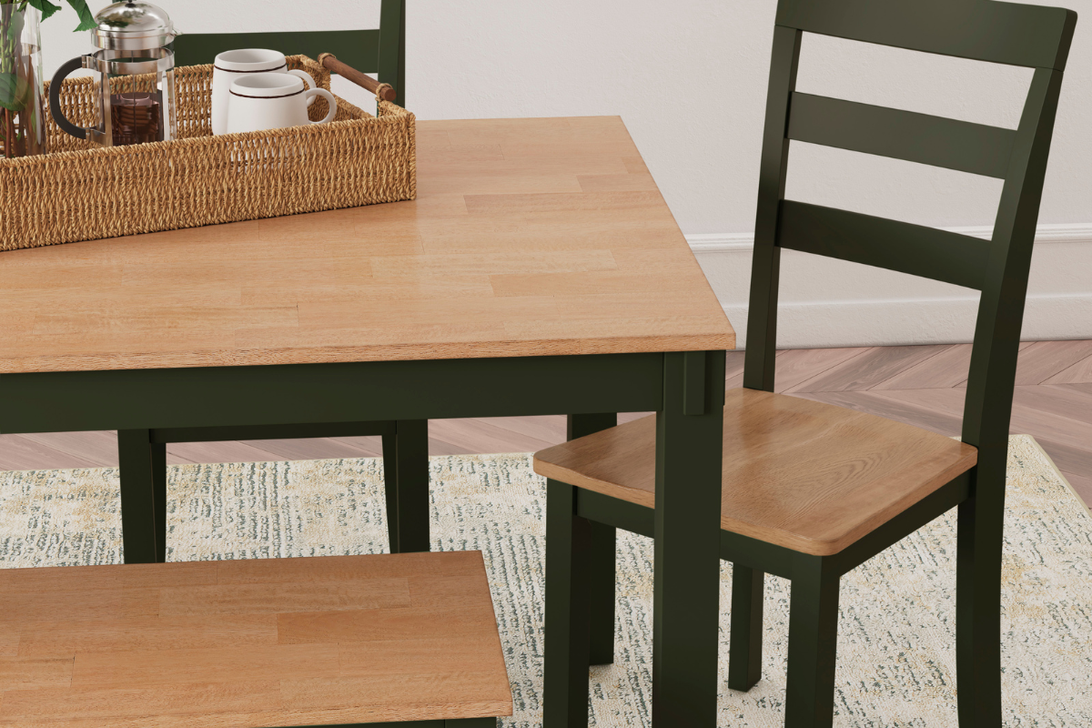 122879563:Gesthaven Dining Table & 4 Chairs & Bench, 