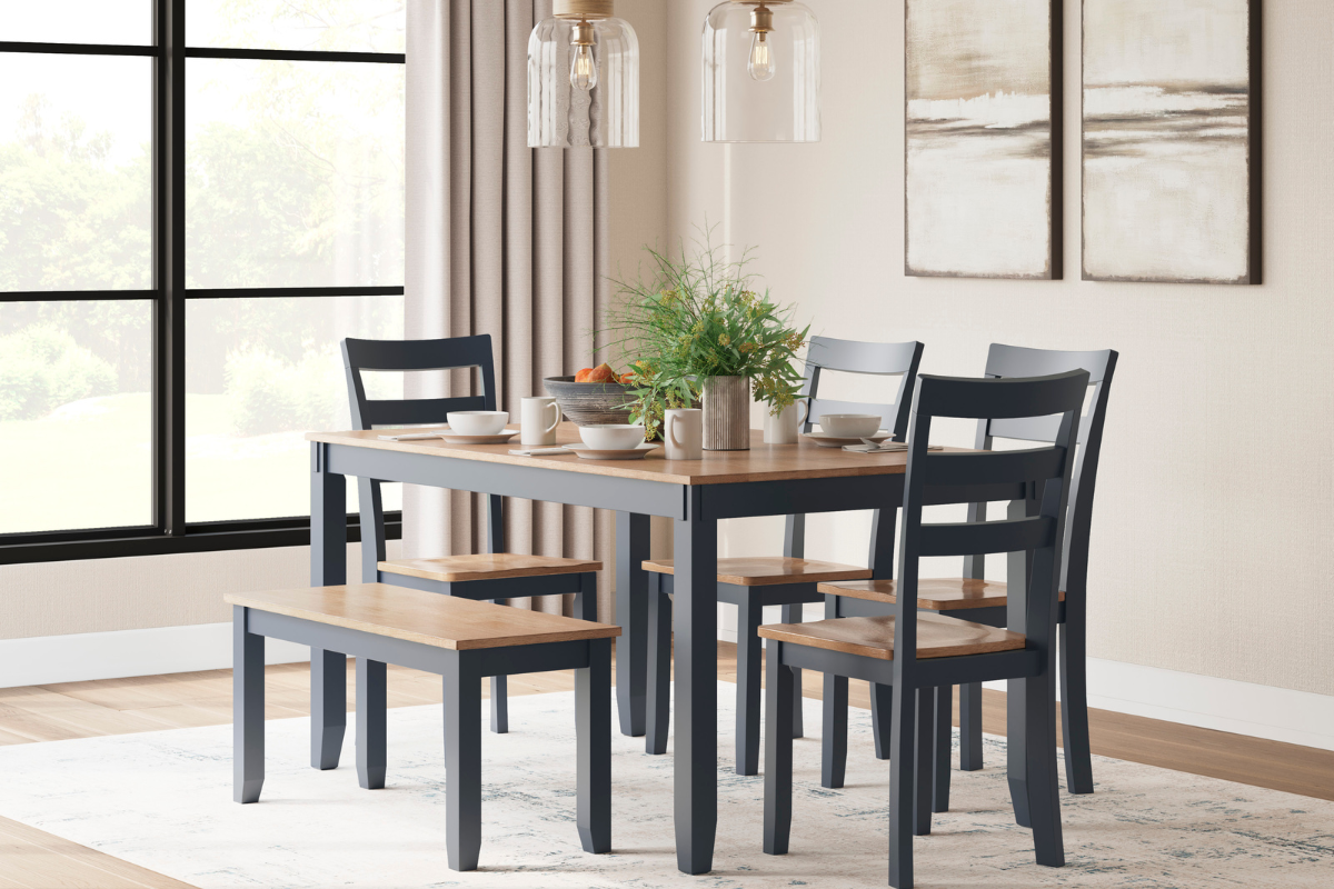 101789871:Gesthaven Dining Table & 4 Chairs & Bench, Styled