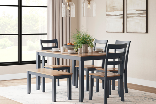 101789871:Gesthaven Dining Table & 4 Chairs & Bench, Styled