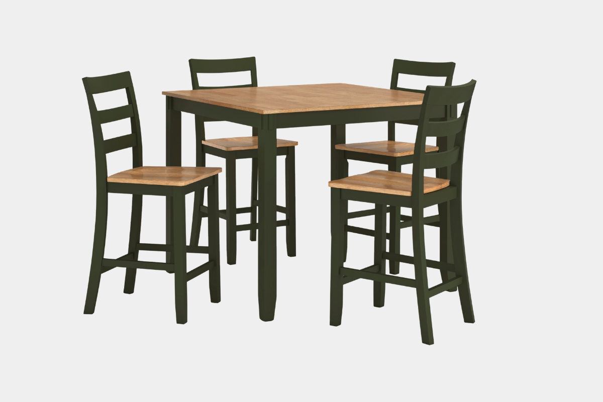 255504490:Gesthaven Square Counter Height Dining Table & 4 Stools, Angled