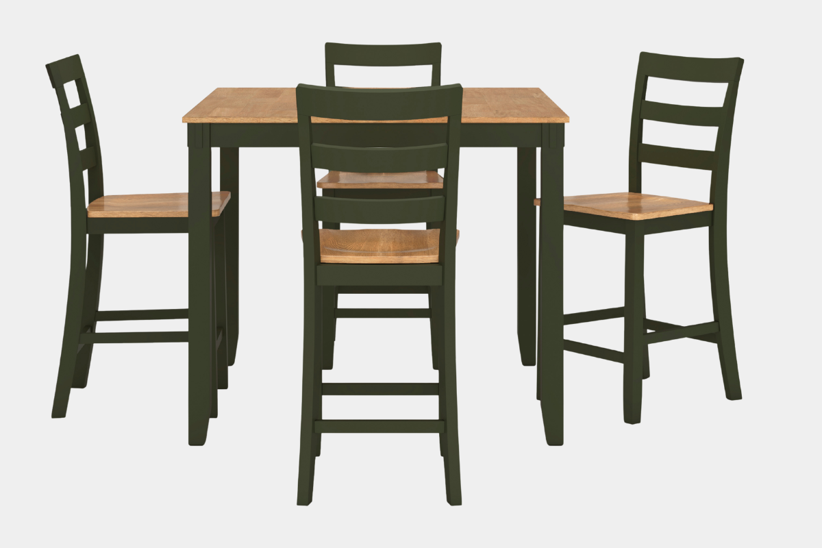 255504490:Gesthaven Square Counter Height Dining Table & 4 Stools, Front