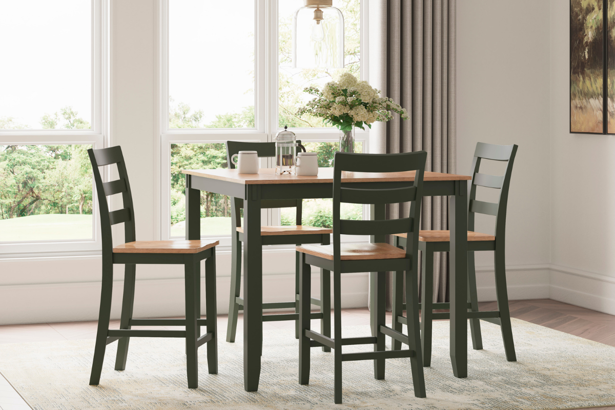 255504490:Gesthaven Square Counter Height Dining Table & 4 Stools, Styled