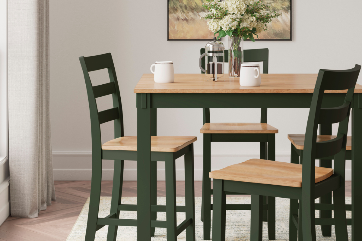 255504490:Gesthaven Square Counter Height Dining Table & 4 Stools, Styled