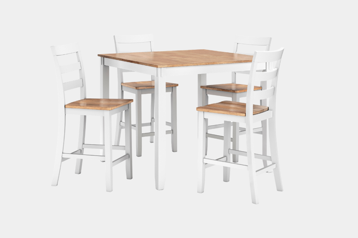 636896790:Gesthaven Square Counter Height Dining Table & 4 Stools, Angled