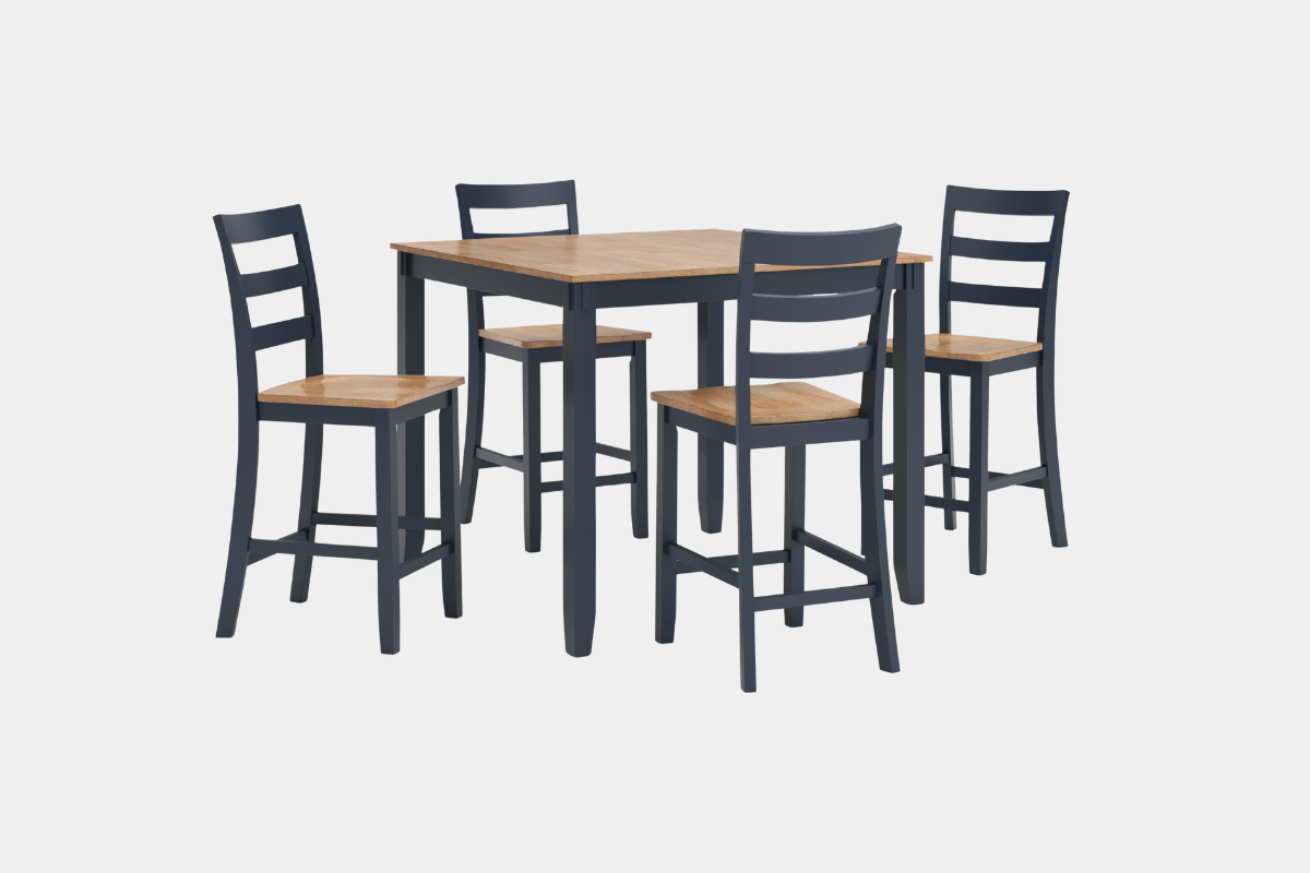 750405711:Gesthaven Square Counter Height Dining Table & 4 Stools, Angled