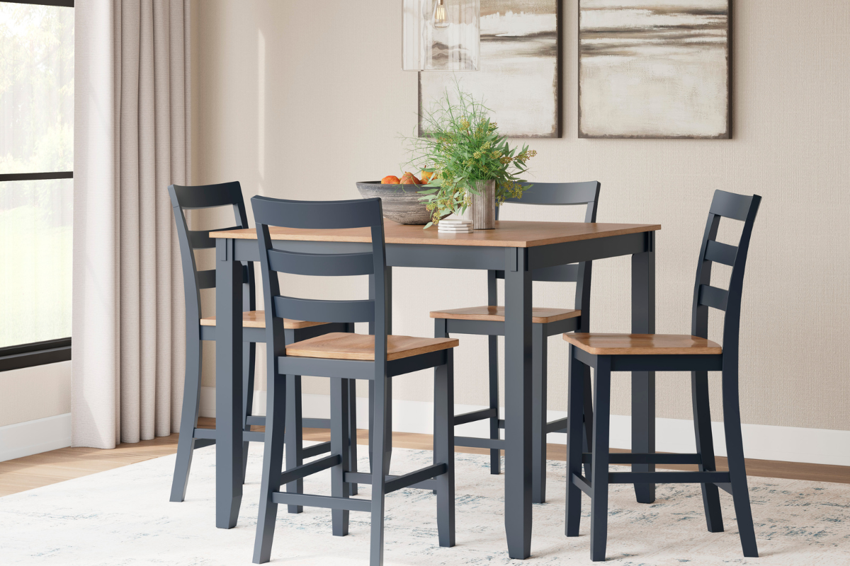 750405711:Gesthaven Square Counter Height Dining Table & 4 Stools, Styled