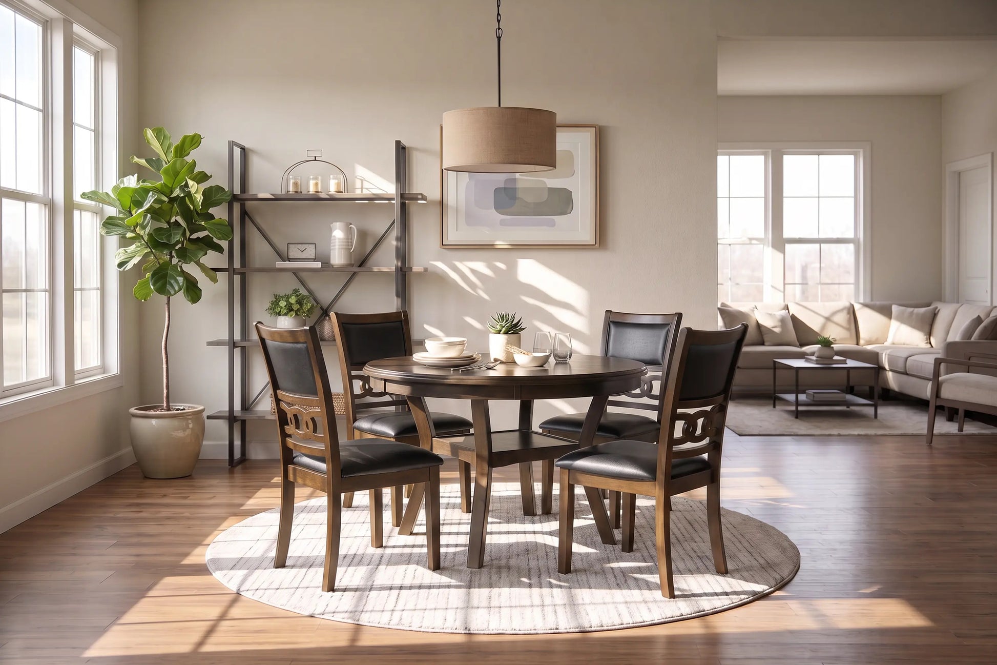 936131410:Gia Round Dining Table & 4 Cha, Styled