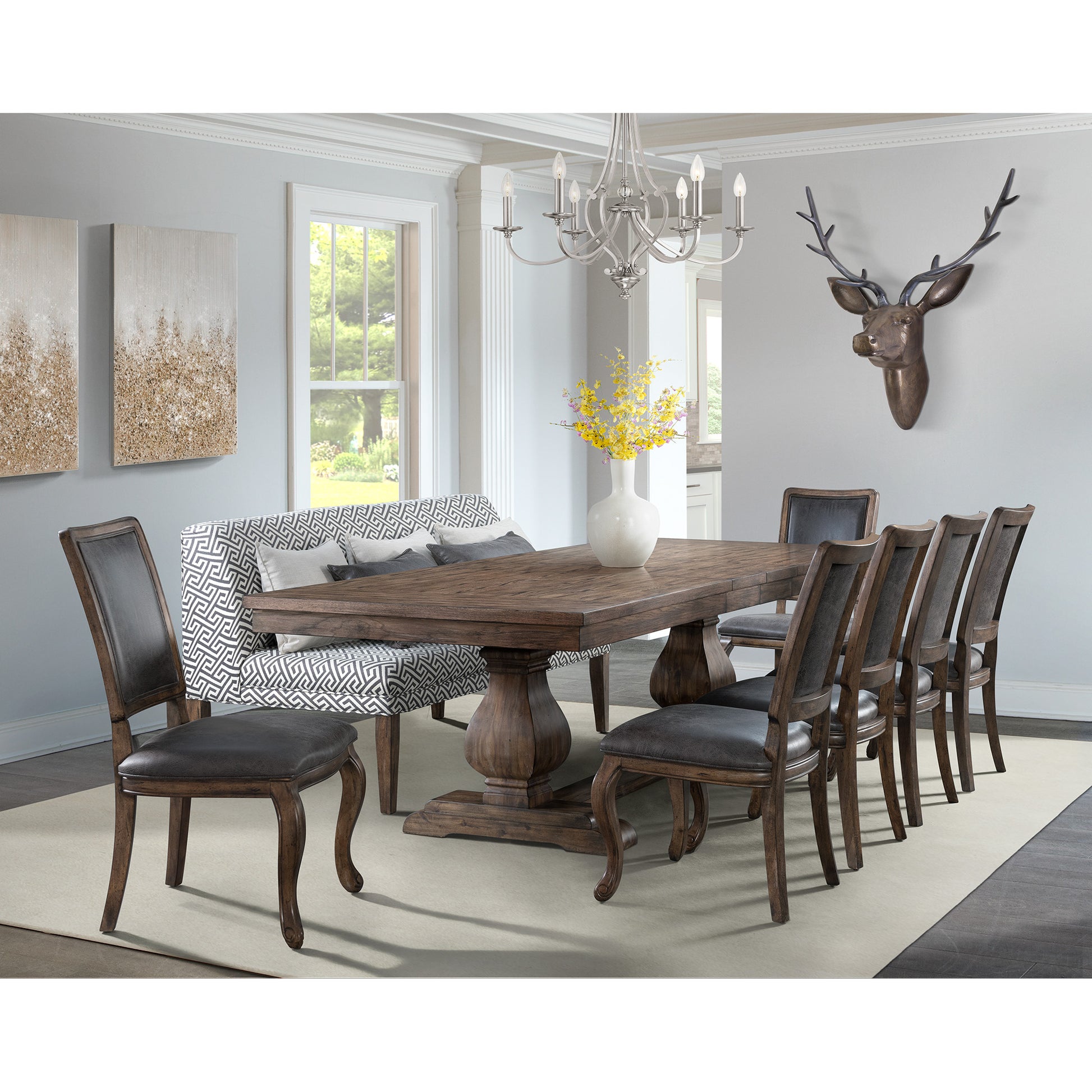 GRAMERC05:Gramercy Dining Table & 6 Chai, 