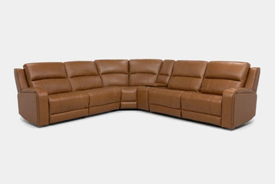 HARRIS011:Harris 6 Piece 2 Power Sectional With 2 Power Armless Recliner, Angled