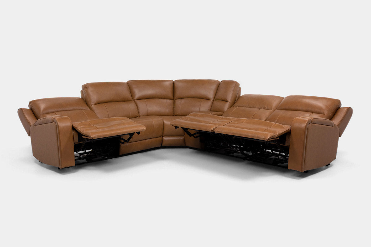 HARRIS011:Harris 6 Piece 2 Power Sectional With 2 Power Armless Recliner,  ReclinedAngled
