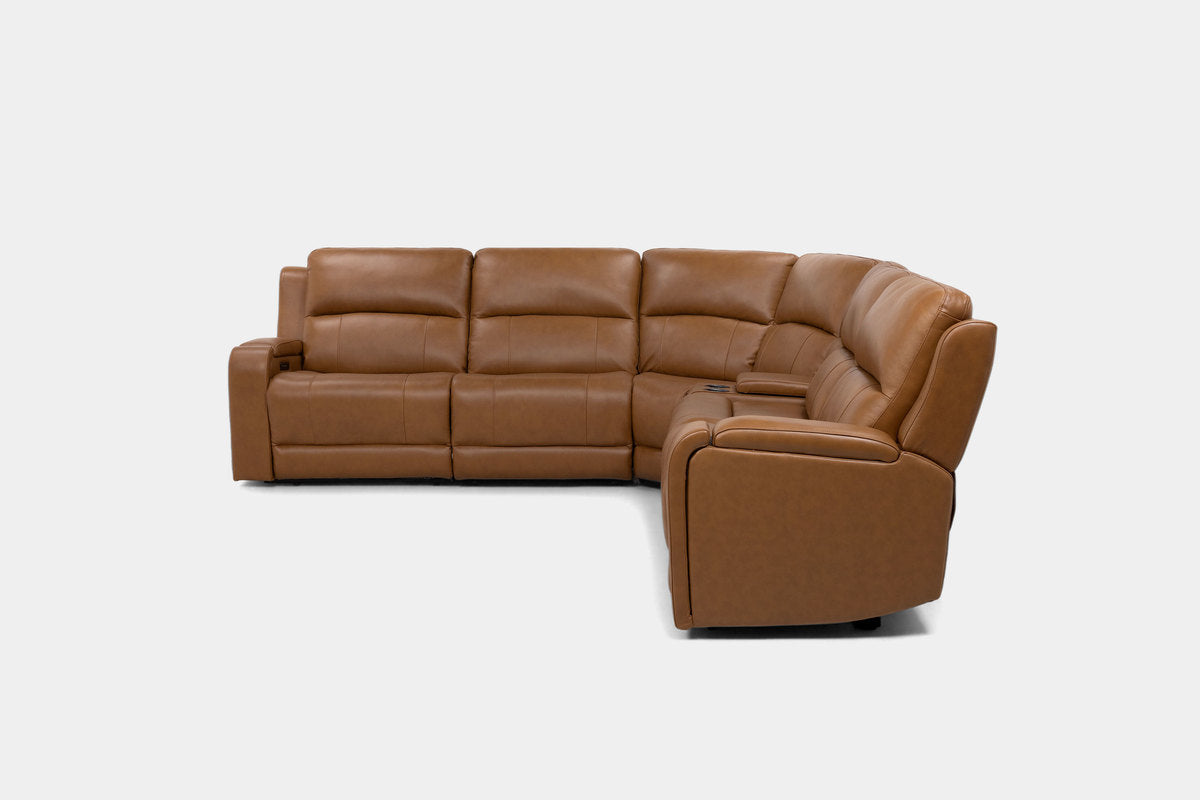HARRIS011:Harris 6 Piece 2 Power Sectional With 2 Power Armless Recliner, Front