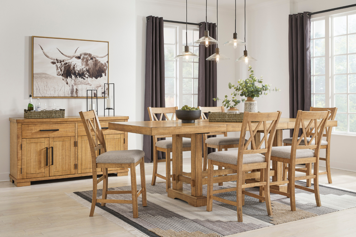 HAVONPL05:Havonplane Counter Height Dining Table & 6 Stools, Styled