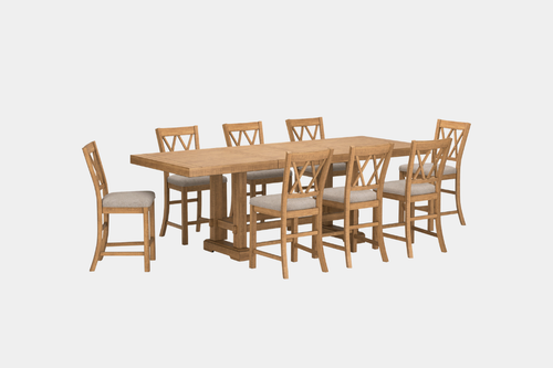HAVONPL10:Havonplane Counter Height Dining Table & 8 Stools, Angled