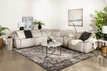 IMPERIA10:Imperial 6 Piece 2 Power Sectional w 2 Power Armless Recliner in Blanca Light Gray Leather