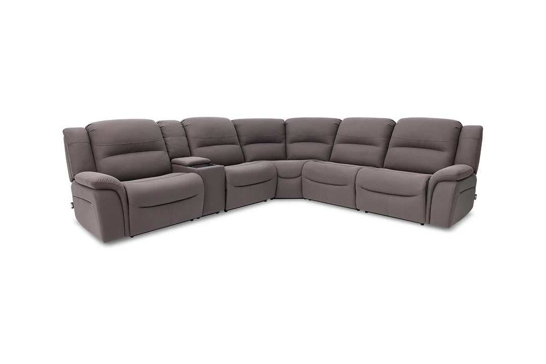 JAXON0001:Jaxon 6 Piece 2 Power Sectional With 2 Power Armless Recliner, Angled