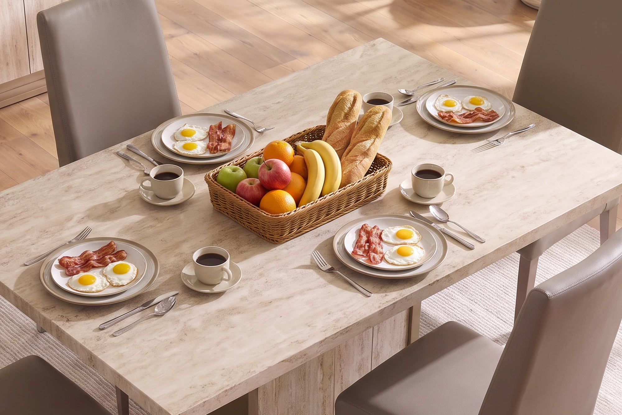 JOECOST02:Jo Dining Table & 4 Chairs, Styled