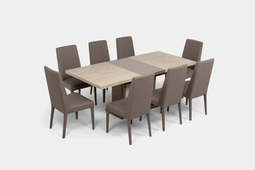 JOECOST04:Jo Dining Table & 8 Chairs, Angled