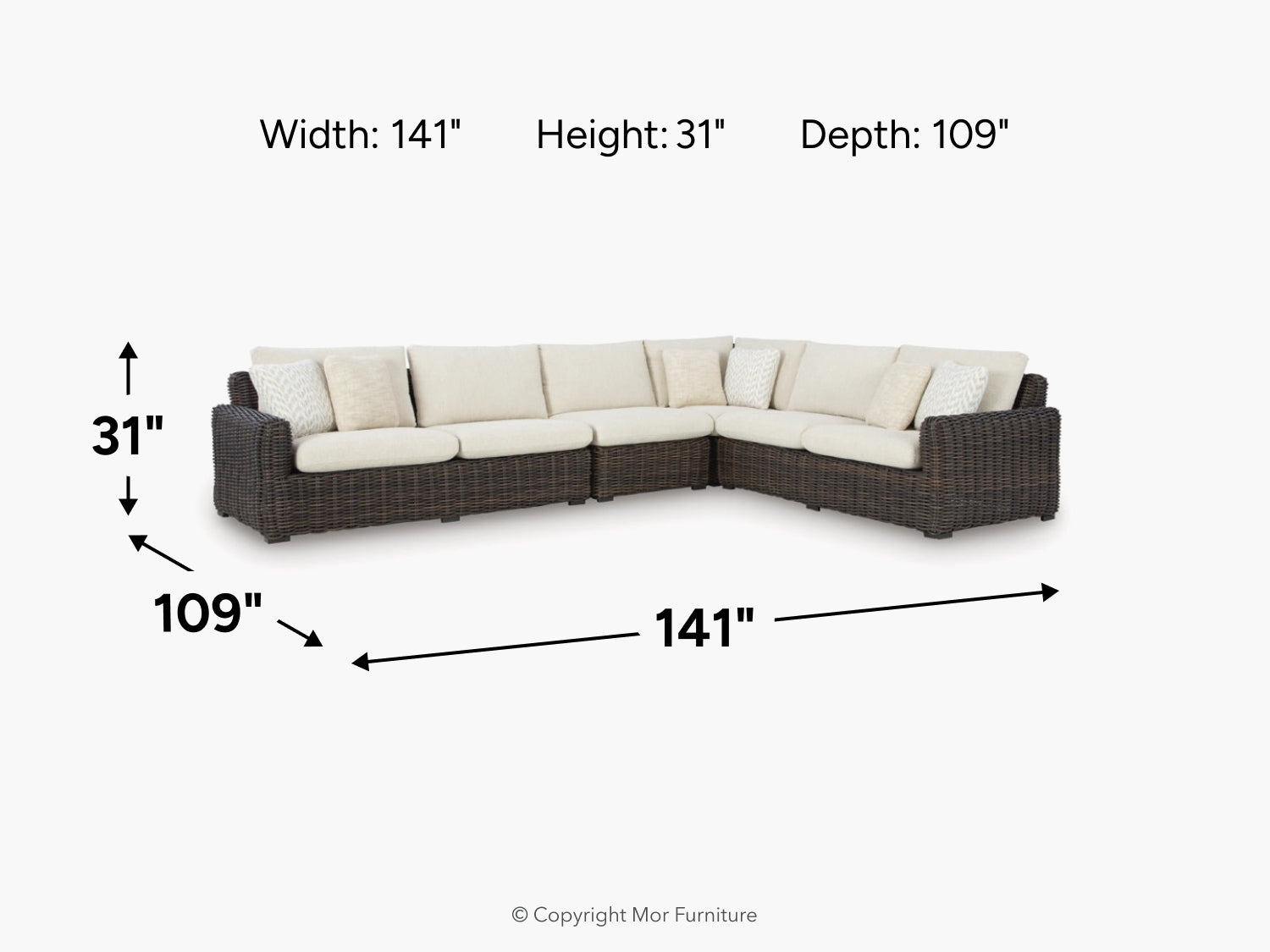 KIMORA001:Kimora Outdoor 4 Piece Section, 