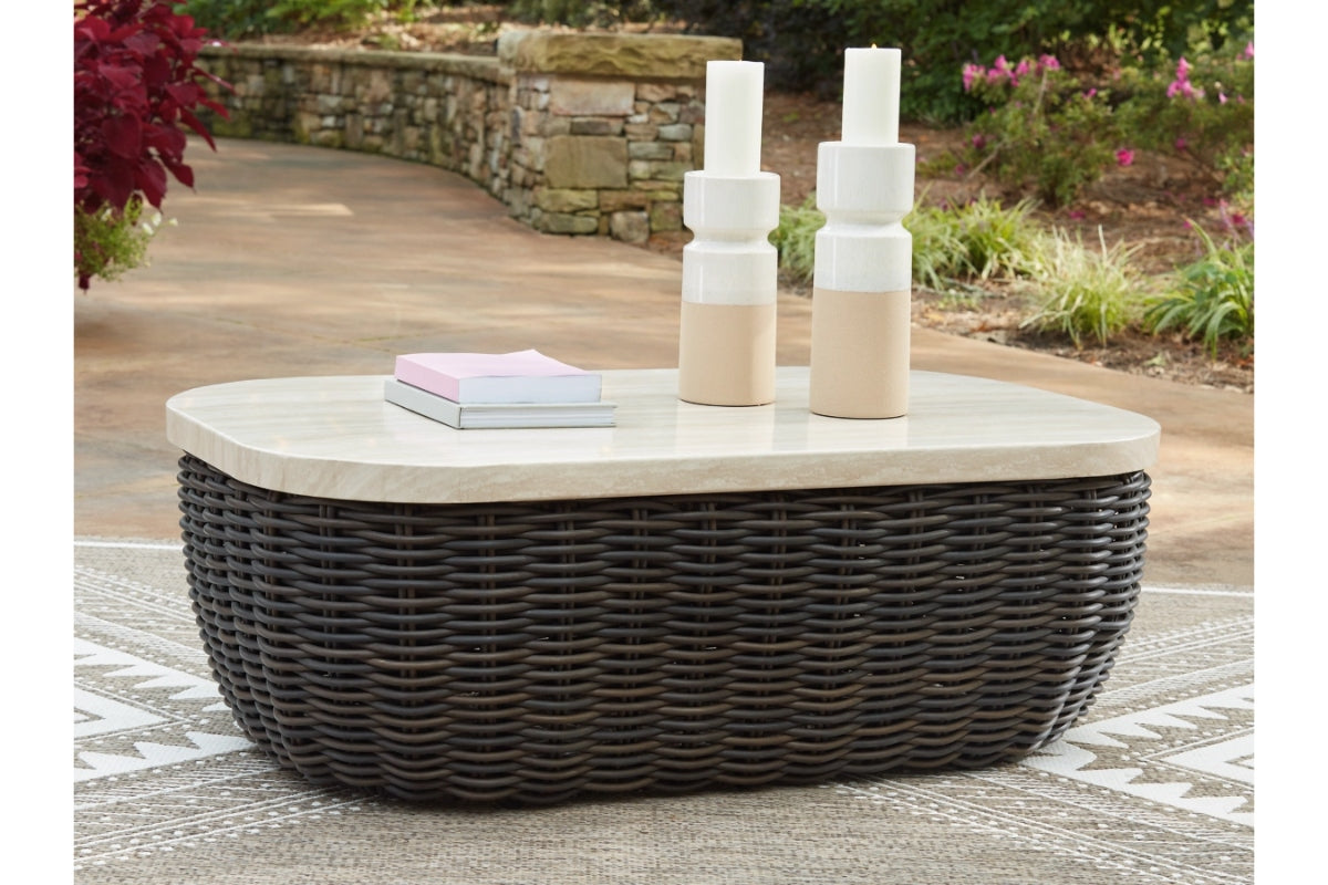 597988590:Kimora Outdoor Coffee Table, Styled