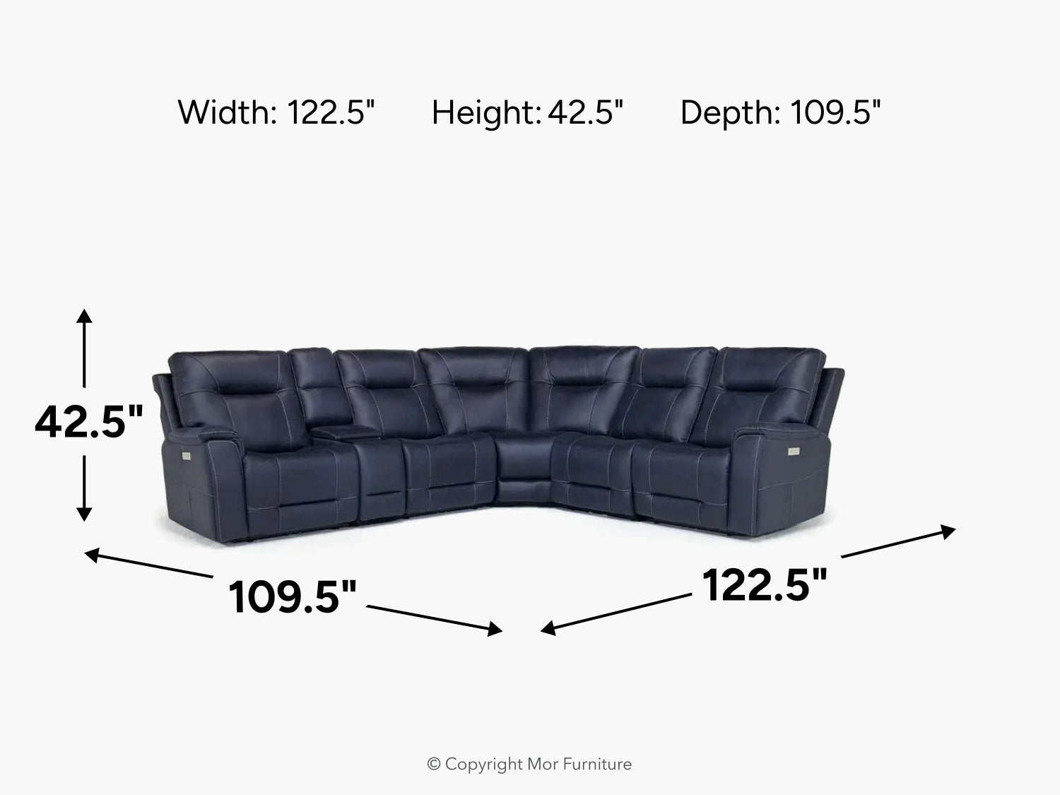 KINGSTO01:Kingston 6 Piece 3 Power Sectional With 3 Power Armless Recliner, 