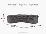KINGSTO11:Kingston 6 Piece 3 Power Sectional With 3 Power Armless Recliner, 