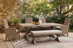 LAGUNAH10:Laguna Heights Outdoor Dining Table, 4 Chairs & Bench, Styled