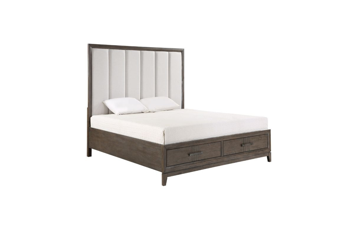 LANDON000:Landon Upholstered Panel Bed, AngledAngle