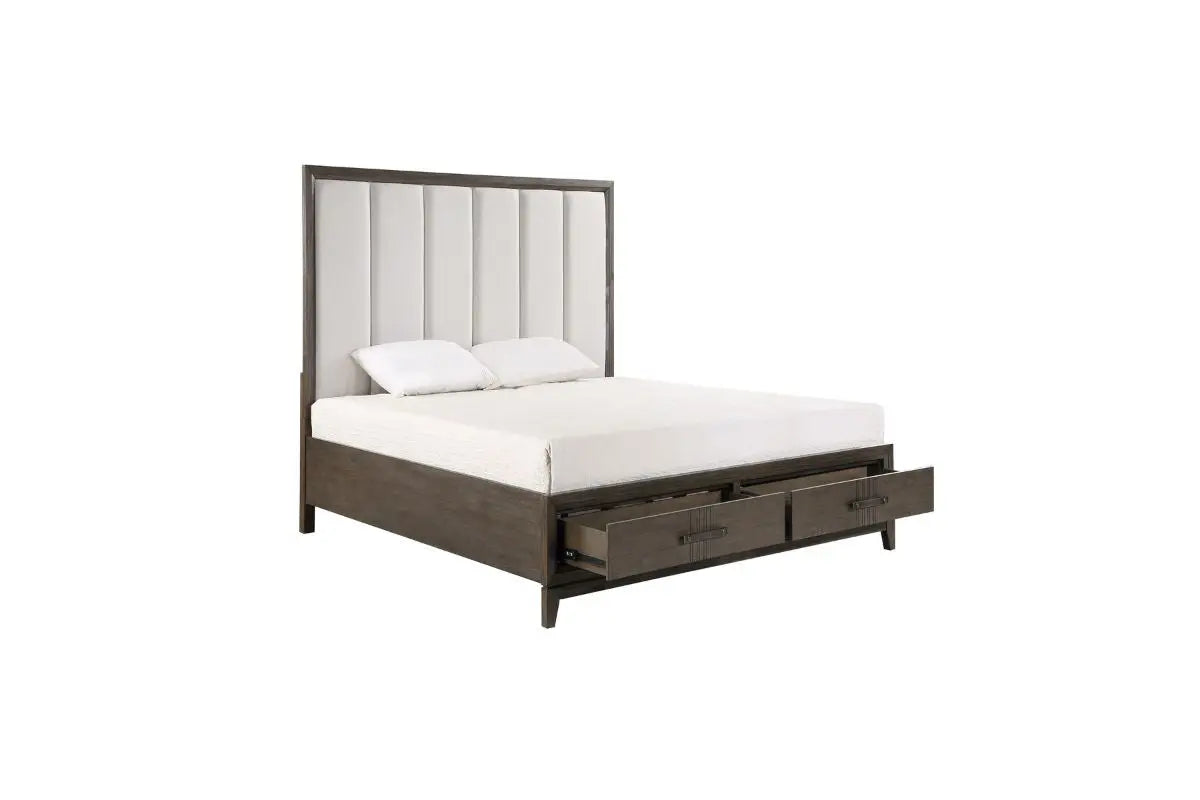 LANDON002:Landon Upholstered Panel Bed, AngledAngle