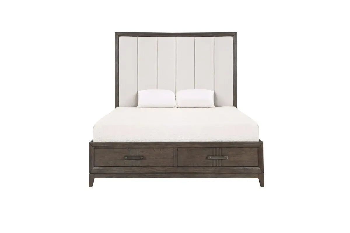 LANDON002:Landon Upholstered Panel Bed, Front