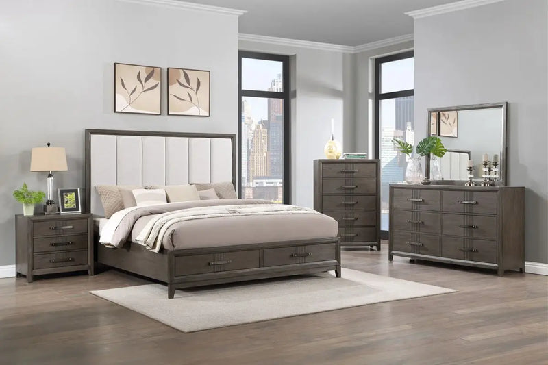 LANDON005:Landon Upholstered Panel Bed &, 